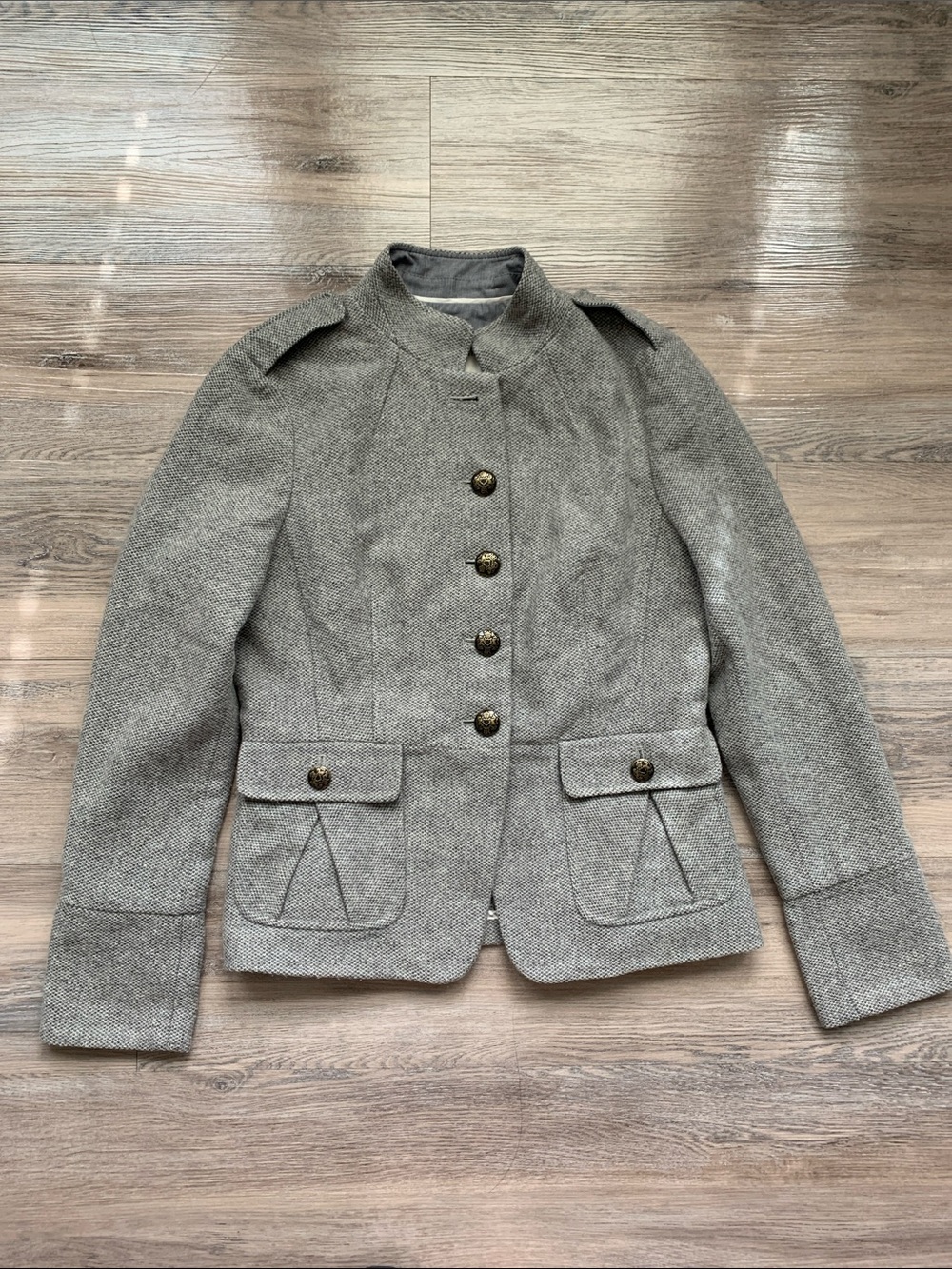 Banana Republic Gray Military-Style Wool Blazer Size 6